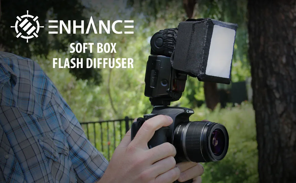 ENHANCE Camera Light Diffuser Softbox for Pop Up and External Speedlites with Foldable, Universal Design, Compatible with Neewer, Altura, Youngnuo, Canon, Nikon, and More Speedlite Flashes - enhance flash diffuser