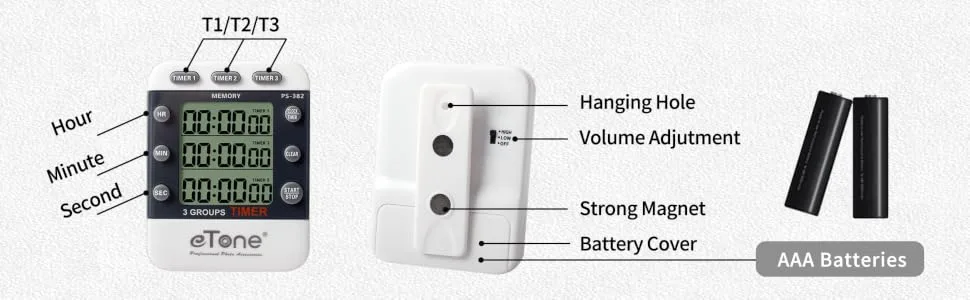 eTone 3 Channel Timer Counter Darkroom Developing Countdown Clock Processing Equipment Film Camera Accessories - timer