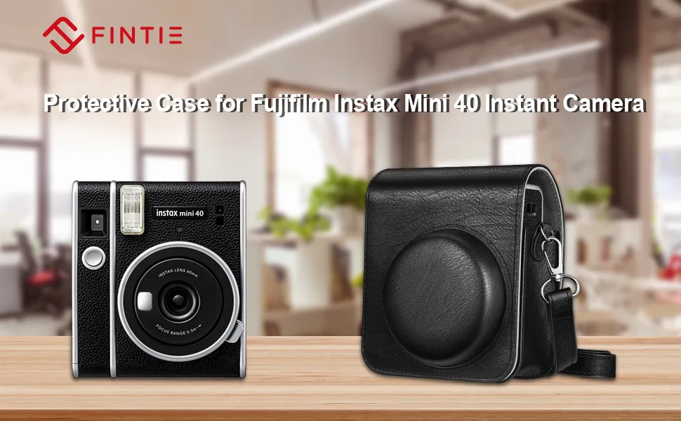 Fintie Protective Case for Fujifilm Instax Mini 40 Instant Camera - Premium Vegan Leather Bag Cover with Removable Adjustable Strap, Vintage Brown - ACAN001-1