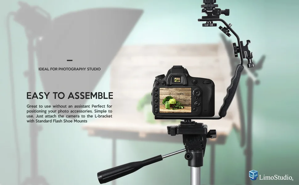 LimoStudio Camera Bracket Mount Heavy Duty Photography Video L-Bracket with Standard Flash Shoe Mounts, AGG1179 1 Pack - L-bracket with Standard Flash Shoe Mounts