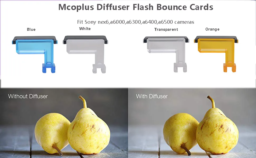 Mcoplus Diffuser Flash Bounce Cards for Sony NeX 6 and Alpha a6000 a6100 a6300 a6400 a6500 Cameras - sony flash bounce