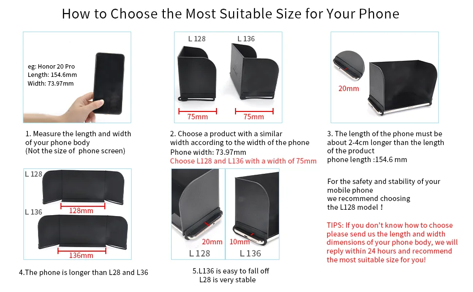 Monitor Sun Hood Sunshade Compatible for Phones iPads Tablets on Remote Controller for DJI Spark/Mavic/Phantom/Inspire/OSMO (Upgraded Version) (136mm) L136 - For example
