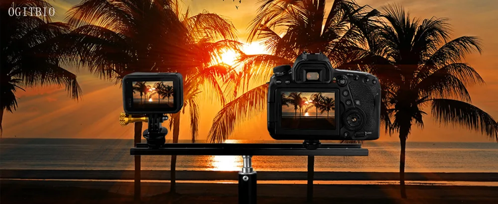 Cold Shoe Bracket Extension Bar, Tripod Bracket Mount Dual Camera Flash Mount Can Be Adjust Easily, Aluminum Hot Shoe Extension Bar with 1/4" & 3/8" Screw for Camera LED Video Light Flash Light - dual cold shoe mount