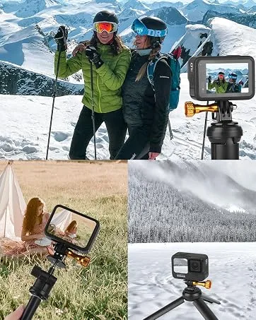Cold Shoe Bracket Extension Bar, Tripod Bracket Mount Dual Camera Flash Mount Can Be Adjust Easily, Aluminum Hot Shoe Extension Bar with 1/4" & 3/8" Screw for Camera LED Video Light Flash Light - Tripod Mount Adapter