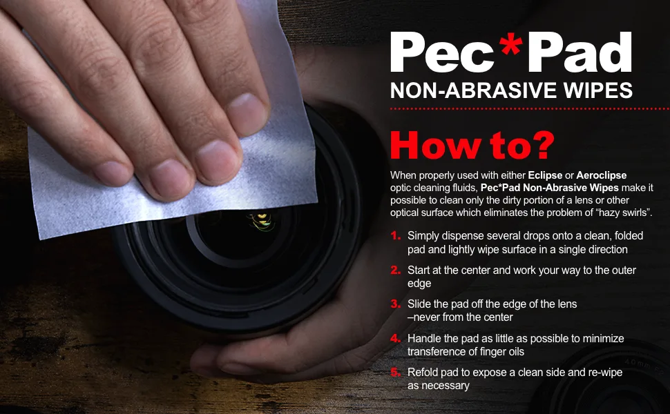 PEC-PAD Lint Free Wipes 4x4 Non-Abrasive Ultra Soft Cloth for Cleaning Sensitive Surfaces Like Camera, Lens, Filters, Film, Scanners, Telescopes, Microscopes, Binoculars. (100 Sheets Per/Pkg) - PP how to