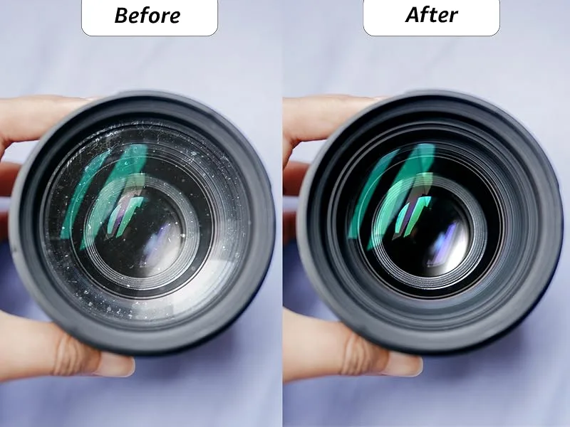 Python Premium Cloth for High Definition Lenses, Glasses, Screens and Expensive Optics - Large Scratch-Free Cleaning & Polish Cloth 12x16in - Before After of objective lens