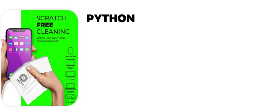 Python Premium Cloth for High Definition Lenses, Glasses, Screens and Expensive Optics - Large Scratch-Free Cleaning & Polish Cloth 12x16in - Microfiber cloth python cleaning