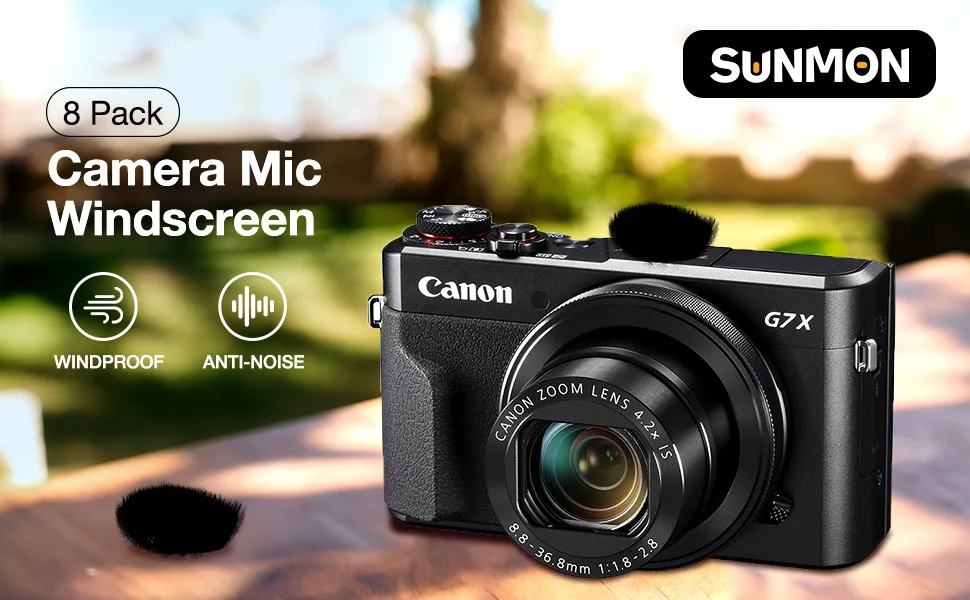 SUNMON Camera Mic Windscreen Dead Cat, Furry Camera Wind Muff Wind Cover for Canon G7X Mark II,Sony,Samsung,etc DSLR Mic Outdoor Windshield (8 Pack) Camera Windscreen 2.4 CM - camera wind muff dead cat mic cover dead cat mic cover gopro wind muff camera mic windscreen