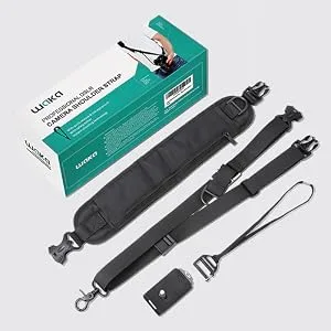 waka Rapid Camera Neck Strap with Quick Release and Safety Tether, Adjustable Camera Shoulder Sling Strap for Nikon Canon Sony Olympus DSLR Camera - Black - waka camera shoulder strap