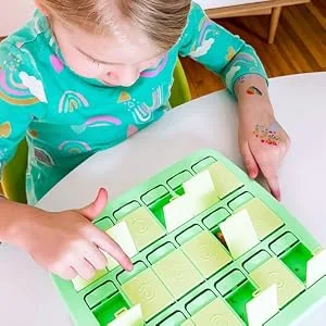 Genuine Fred, MATCH UP Memory Snack Tray Green Travel-friendly tray measures 10 x 8.75 inches - Fred Match Up snack memory game being played