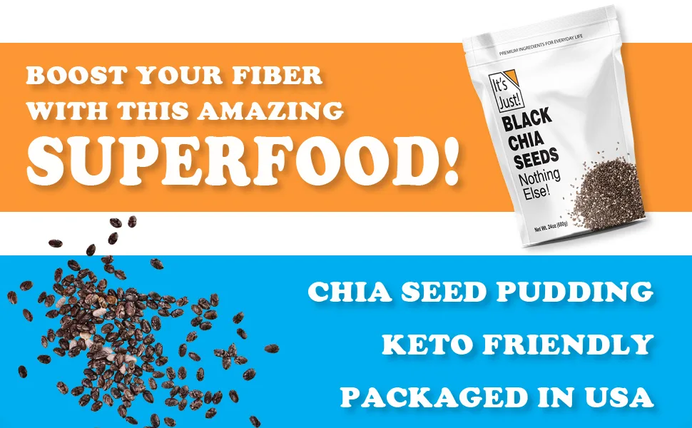 It's Just! - Black Chia Seeds, Whole, Keto Friendly, 24oz - Chia Seeds