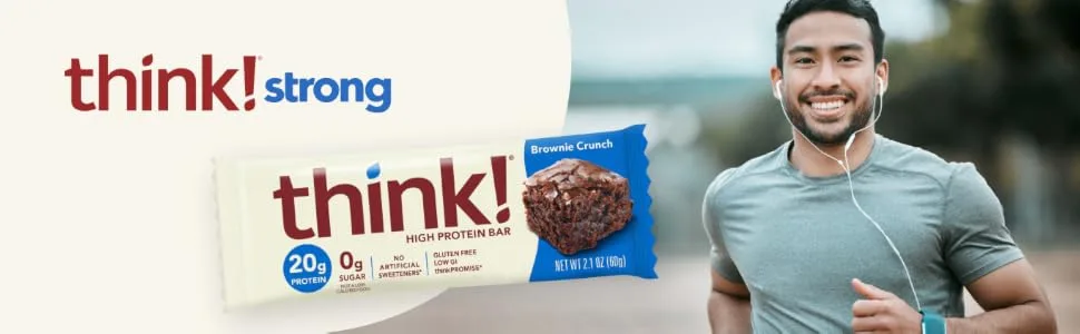 Think! Protein Bars, High Protein Snacks, Gluten Free, Sugar Free Energy Bar with Whey Protein Isolate, Creamy Peanut Butter, Nutrition Bars without Artificial Sweeteners, 2.1 Oz (12 Count) Creamy Peanut Butter 12 Count - THINK PROTIEN BARS, HIGH PROTEIN, LOW SUGAR SNACK