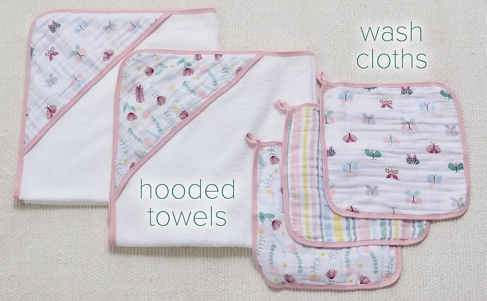 aden + anais Essentials Washcloth Set, Super Soft 100% Cotton Muslin, 3-Pack, Dusty Gray Stars - bath options