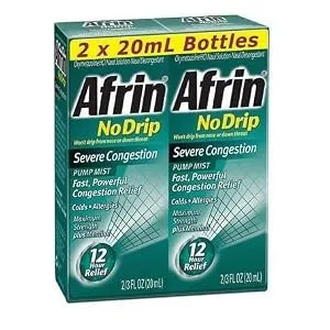 Afrin No Drip 12-Hour Pump Mist, Severe Congestion - 2 Pumps Each 2/3 Oz - Total 1.33 Oz - product information 2