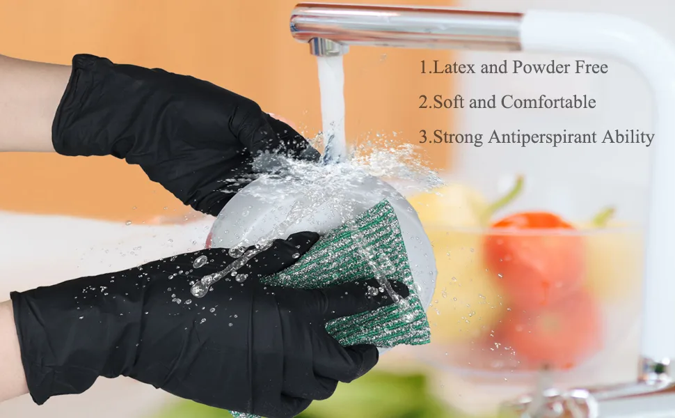 akgk Nitrile Gloves, 100 Pcs Disposable Black Nitrile Gloves 4 Mil Large Large (Pack of 100) Black - Nitrile Gloves Daily Use
