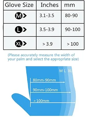 akgk Nitrile Gloves, 100 Pcs Disposable Black Nitrile Gloves 4 Mil Large Large (Pack of 100) Black - size chart