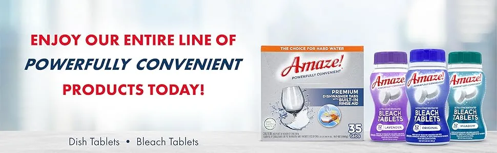 Amaze! Premium All-in-One Dishwasher Tablets - Powerful Hard Water Performance (1 Pack of 35 Tablets) 35 Count (Pack of 1) - amaze, powerful, convenient, compact, tablets, tabs, dish, washer, bleach, clorox, finish, cascade