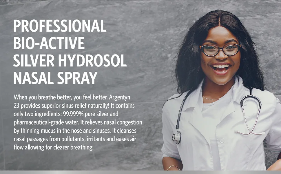 Argentyn 23 Professional Bio-Active Silver Hydrosol for Sinus Relief  Colloidal Silver - 23ppm, 1oz (29mL)  Natural Nasal Spray 1 Ounce (Pack of One) - safe nasal spray