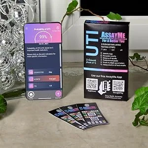 AssayMe UTI Urine Test Strips with Free App Urinalysis Test Strips, Urine Test Strips for Infection 3 Strips LEU, NIT, pH. - urinary tract infection test strips