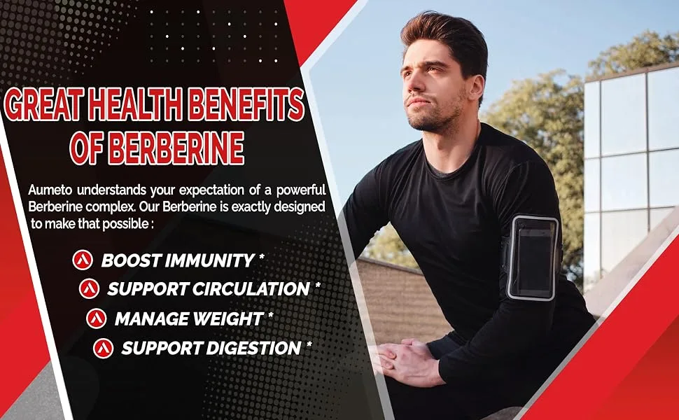 Berberine 13100mg with Ceylon Cinnamon Turmeric Milk Thistle Bitter Melon Maximum Potency Glucose Immune Heart Support - 90 Days Supply (90 Count (Pack of 1)) - Aumeto Berberine supplement