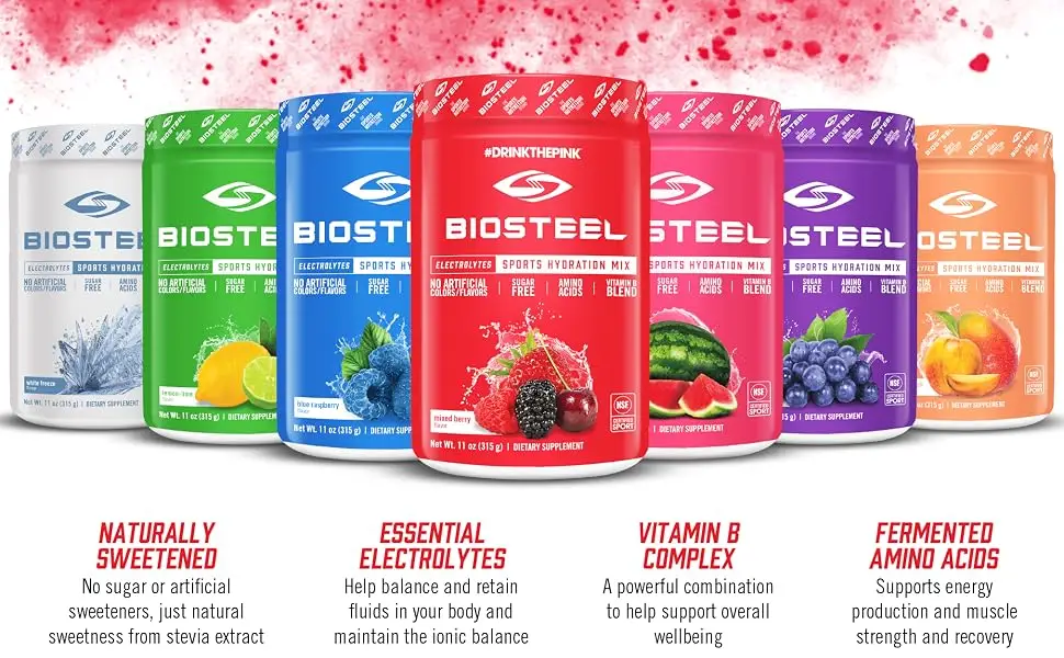 BioSteel Hydration Mix, Sugar-Free with Essential Electrolytes and B Vitamins, Rainbow Twist, 12 Single Serving Packets Rainbow Twist 12 Servings (Pack of 1) - BioSteel Hydration Mix Details
