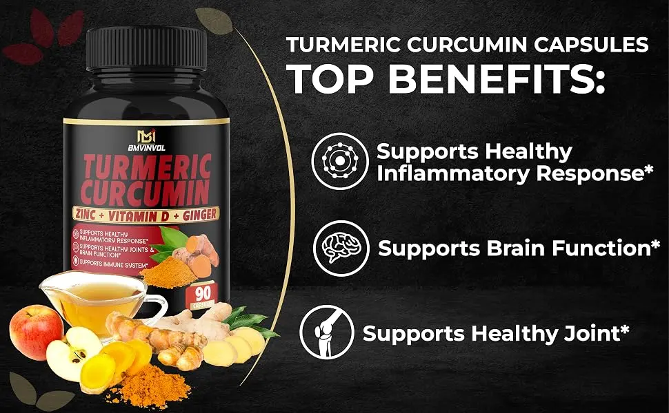 Turmeric Curcumin Supplement 4040 mg - 95% Curcuminoids with Ginger, Apple Cider Vinegar, Black Pepper - Supports Joint, Antioxidant & Immune System - 3 Month Supply - Turmeric Curcumin 90Caps Benefits