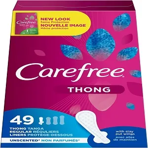 Carefree Acti-Fresh Thong Panty Liner Unscented, Regular, 49ct (Pack of 4) - product information 2