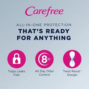 Carefree Acti-Fresh Thong Panty Liner Unscented, Regular, 49ct (Pack of 4) - product information 3