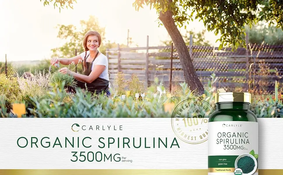 Carlyle Organic Spirulina Tablets 3500mg | 500 Count | Non-GMO & Gluten Free - product information 1