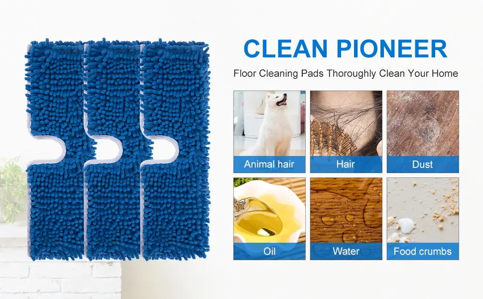 3 Pack Mop Refills Compatible with O-ceda Dua-Action Microfiber Mop, Replacement Mop Heads for Dry/Wet Use, Machine Washable Double Sided All Surface Cleaning,Chenille Flip Mop Replacements Heads - heads