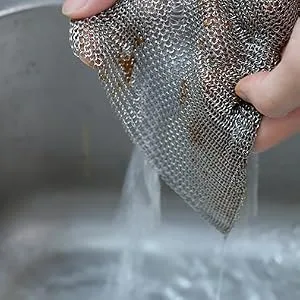 ERGONOW 8"X8"+4"X4" Mesh Cast Iron Scrubber Fine Rings Welded Chainmail Scrubber for Cups, Skillet Cast Iron Cleaner (8"X8"+4"X4") - product information 10