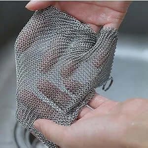 ERGONOW 8"X8"+4"X4" Mesh Cast Iron Scrubber Fine Rings Welded Chainmail Scrubber for Cups, Skillet Cast Iron Cleaner (8"X8"+4"X4") - product information 11