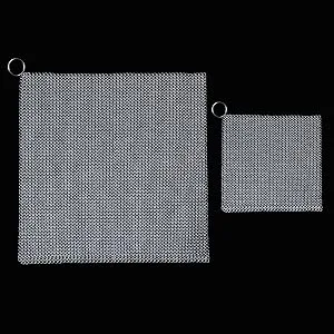 ERGONOW 8"X8"+4"X4" Mesh Cast Iron Scrubber Fine Rings Welded Chainmail Scrubber for Cups, Skillet Cast Iron Cleaner (8"X8"+4"X4") - product information 14