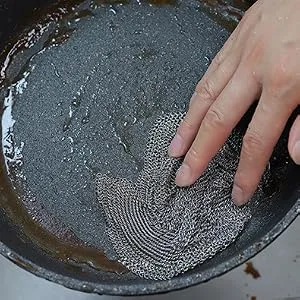 ERGONOW 8"X8"+4"X4" Mesh Cast Iron Scrubber Fine Rings Welded Chainmail Scrubber for Cups, Skillet Cast Iron Cleaner (8"X8"+4"X4") - product information 4