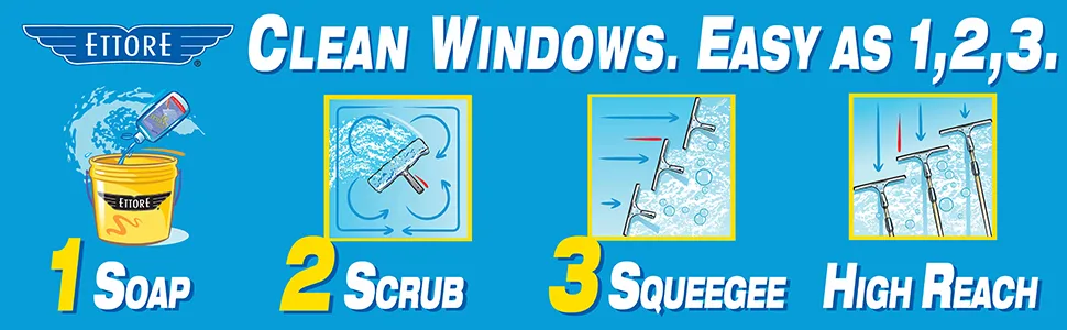 Ettore 12-Inch ProGrip Window Squeegee with Silicone Streak-Free Rubber - how to wash a window