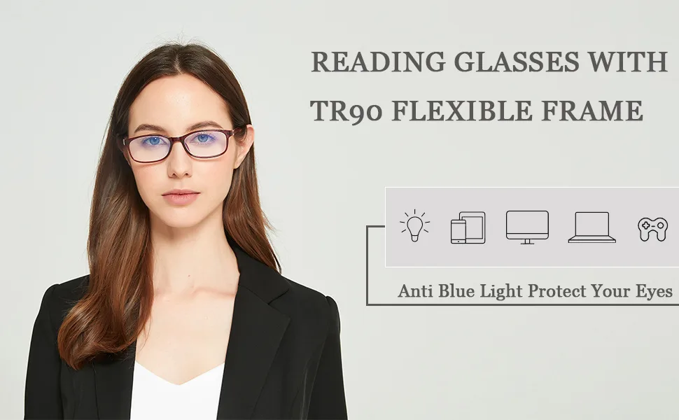EYEURL Blue Light Blocking Glasses for Womens - 2 Pairs Lightweight Computer Eyeglass Anti-blue Glare Blue Screen Quality Glasses Red+purple 0.0 x - reading glasses women