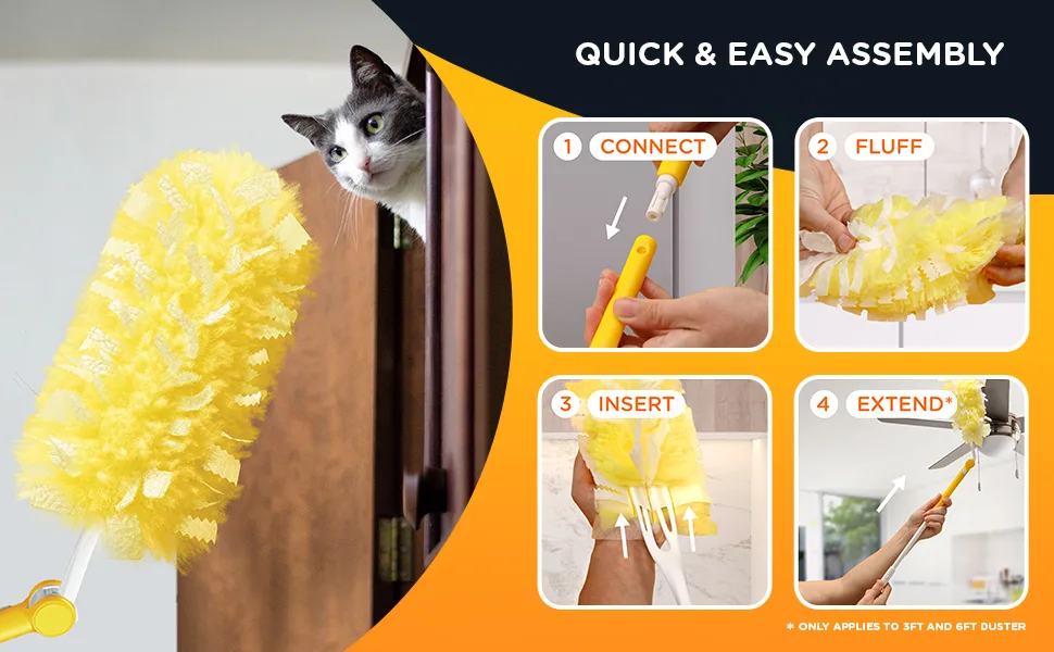 Swiffer Pet Heavy Duty Dusters Refills, Multisurface 360 Dusters with Febreze Odor Defense, 11 Count - Quick & easy assembly