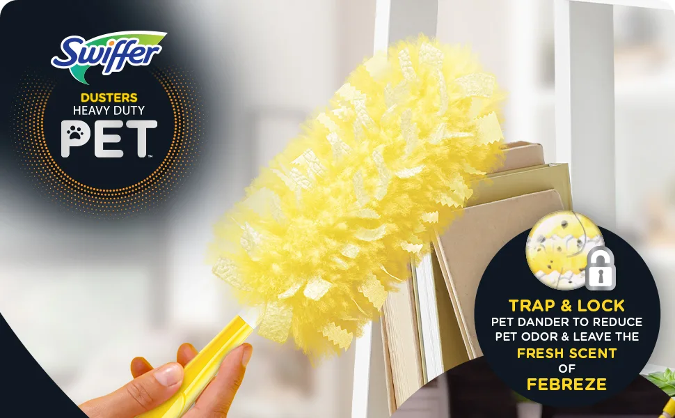 Swiffer Pet Heavy Duty Dusters Refills, Multisurface 360 Dusters with Febreze Odor Defense, 11 Count - Swiffer Dusters Heavy Duty Pet