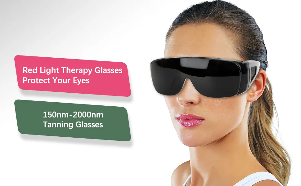 Goktvai 2-Pack Protective Goggles For Red Light Therapy & Tanning – Black, With Storage Bag & Cleaning Cloth