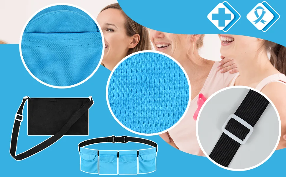 Mastectomy Drain Drainage 4 Drain Pouches with Shower Bag, Adjustable Drain Holder Drainage Pockets for Breast Reconstruction, Abdominal, Tummy Tuck, Post JP Drains Management - product information 3