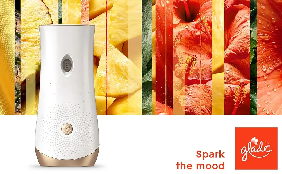 Glade Automatic Spray Refill and Holder Kit, Air Freshener for Home and Bathroom, Hawaiian Breeze, 6.2 Oz - holder