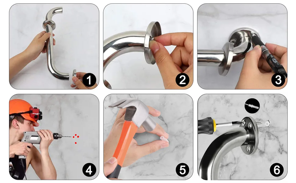 2 Pack Shower Grab Bar, Stainless Steel Bathroom Grab Bar, Shower Handle, Bath Handle, Grab Bars Senior for Bathroom (12 Inch) - grab bars