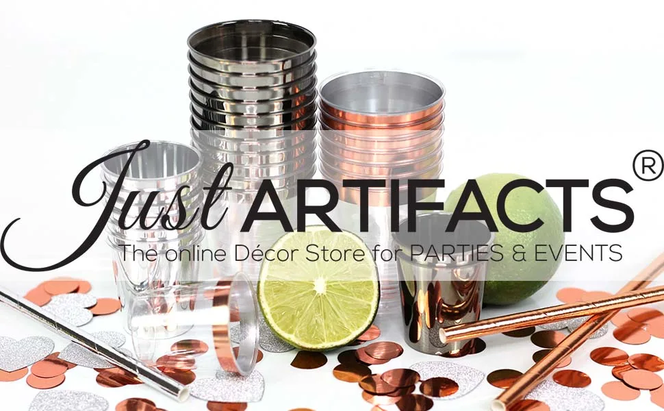 Just Artifacts 1oz Plastic Shot Glasses (120 pcs, Rose Gold) Rose Gold Solid 120 Count (Pack of 1) - Rose Gold Banner