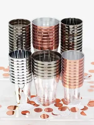 Just Artifacts 1oz Plastic Shot Glasses (120 pcs, Rose Gold) Rose Gold Solid 120 Count (Pack of 1) - Rose Gold Shot Glasse
