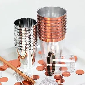 Just Artifacts 1oz Plastic Shot Glasses (120 pcs, Rose Gold) Rose Gold Solid 120 Count (Pack of 1) - Rose Gold Shot Glasses