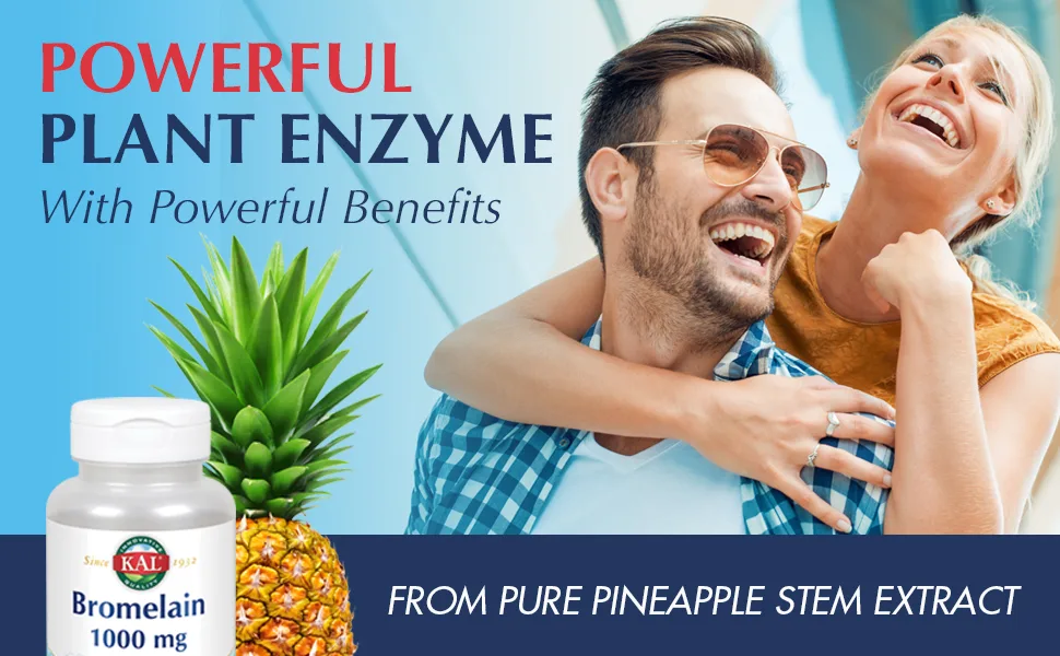 KAL Bromelain Tablets, 1000 mg, 90 Count - KAL Bromelain 1000mg Protein Digestion Joint Support 600 GDU/g Pure Pineapple Stem Extract 90 Tabs