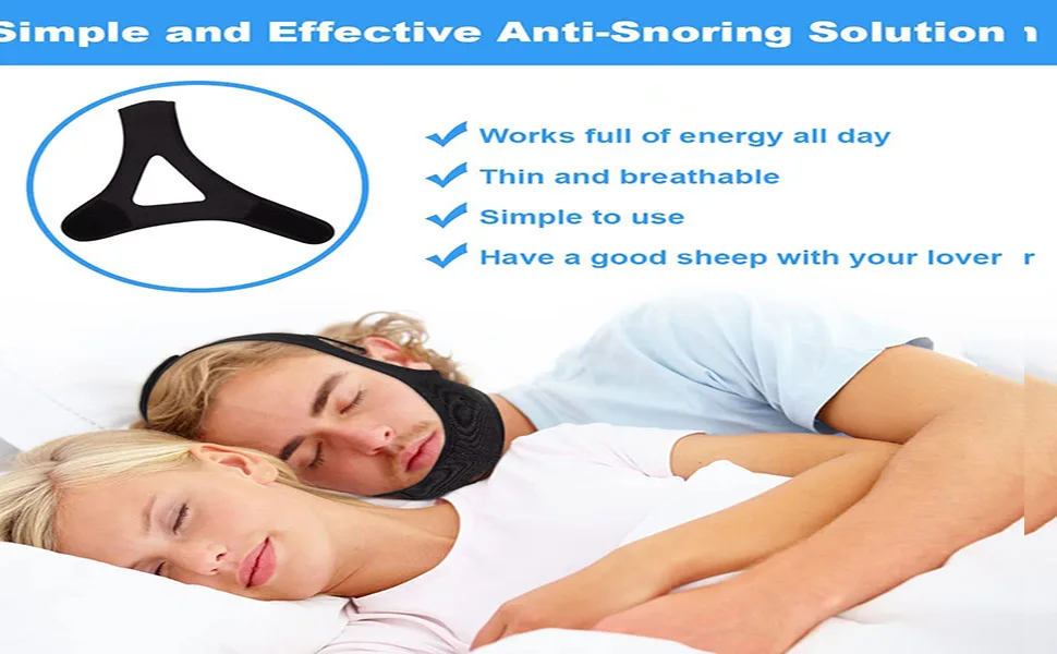 Snoring Chin Strap Chin Strap for Snoring Comfortable Universal Anti Snoring Devices Adjustable Effective Stop Snoring Sleep Aid Snore Reducing Aid for Women & Men Black - Snoring