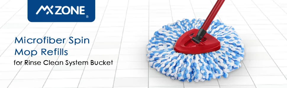 MXZONE 4 Pack Spin Mop Head Replacement for Spinning EasyWring RinseClean Mop, Mop Replace Head for 2 Tank System Bucket, Microfiber, Blue 4pcs 2-Tank Mop Blue - MXZONE