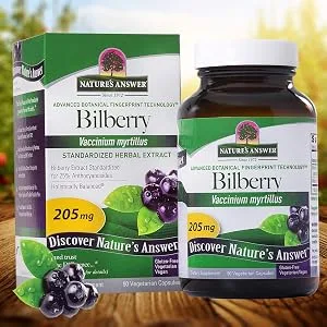 Nature's Answer Bilberry Standardized Capsules 90 Count | Eye & Vision Support | Promotes Circulation - Bilberry extract Magnesium Stearate Free Promotes healthy eye function
