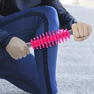 Nicole Miller Muscle Roller, 16.5" Body Massage Back Leg Muscle Roller Stick for Relief Muscle Soreness (Pink) - muscle roller stick